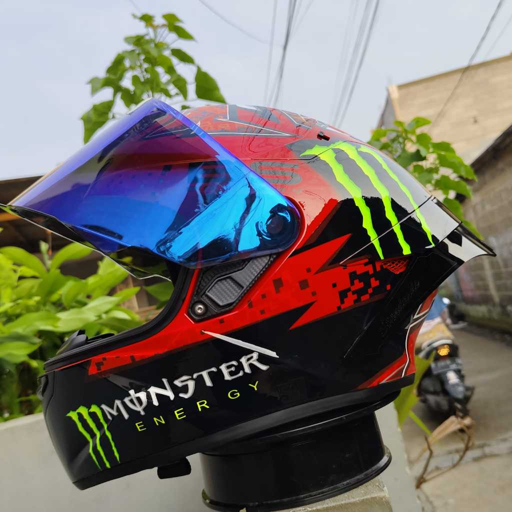 helm kyt repaint livery Fabio quartararo - Merah M