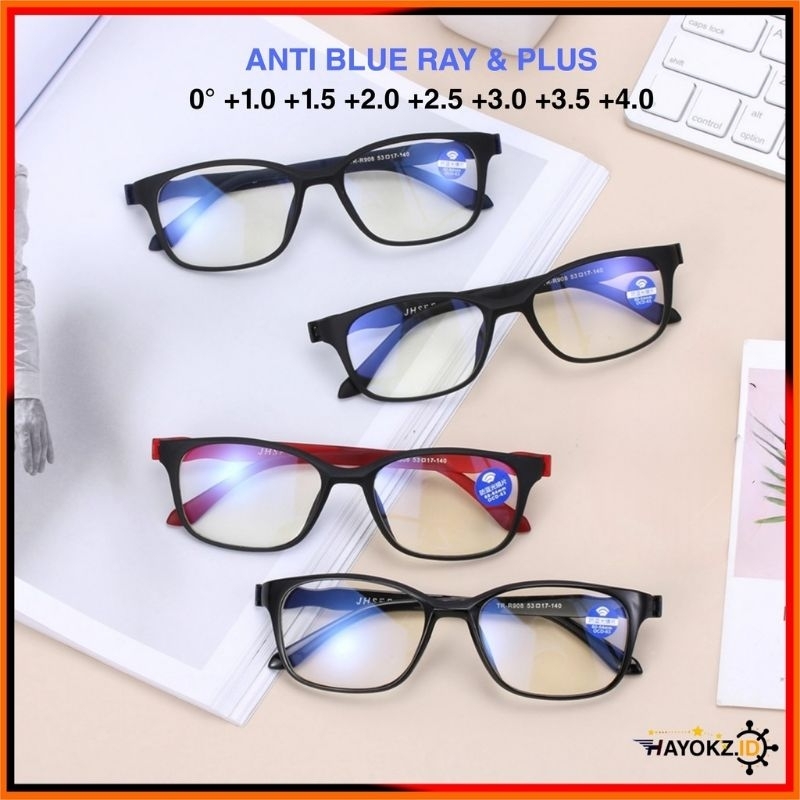 Kacamata Baca Normal - PLUS Anti Radiasi Presbyopia TR90X Rabun Dekat UV 400 Fleksibel