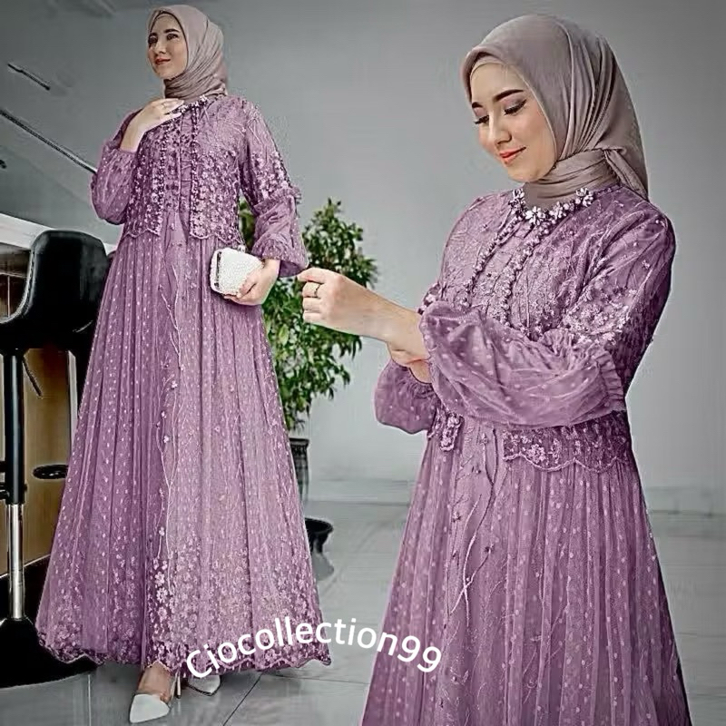 Maxi Bianka Gamis Pesta Brukat Dres Kondangan Remaja Wanita Kekinian Gamis Brukat Terlaris
