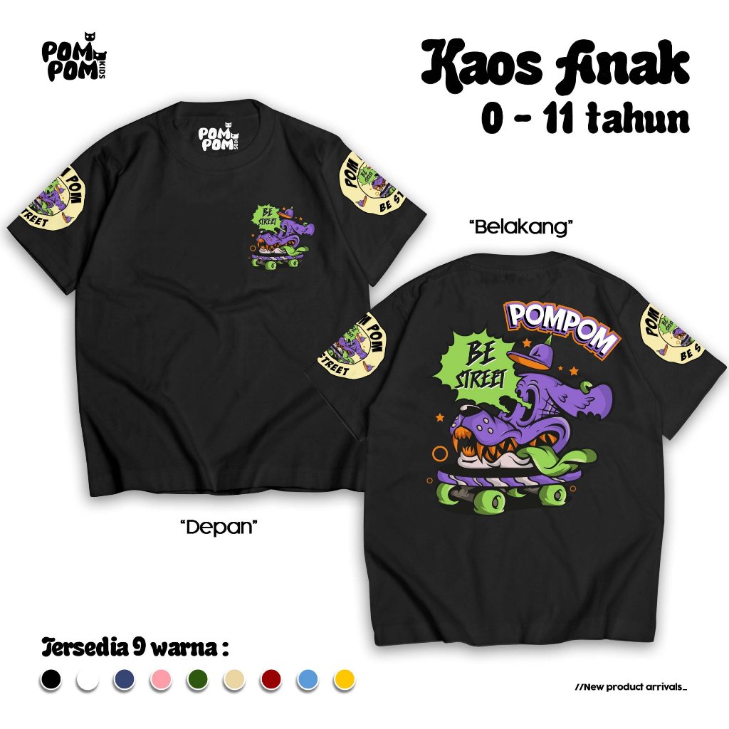 POMPOM KIDS Baju Kaos Anak COUPLE Dewasa (Atasan Pendek 0-12 Tahun Laki Laki Perempuan ) T-Shirt Ove