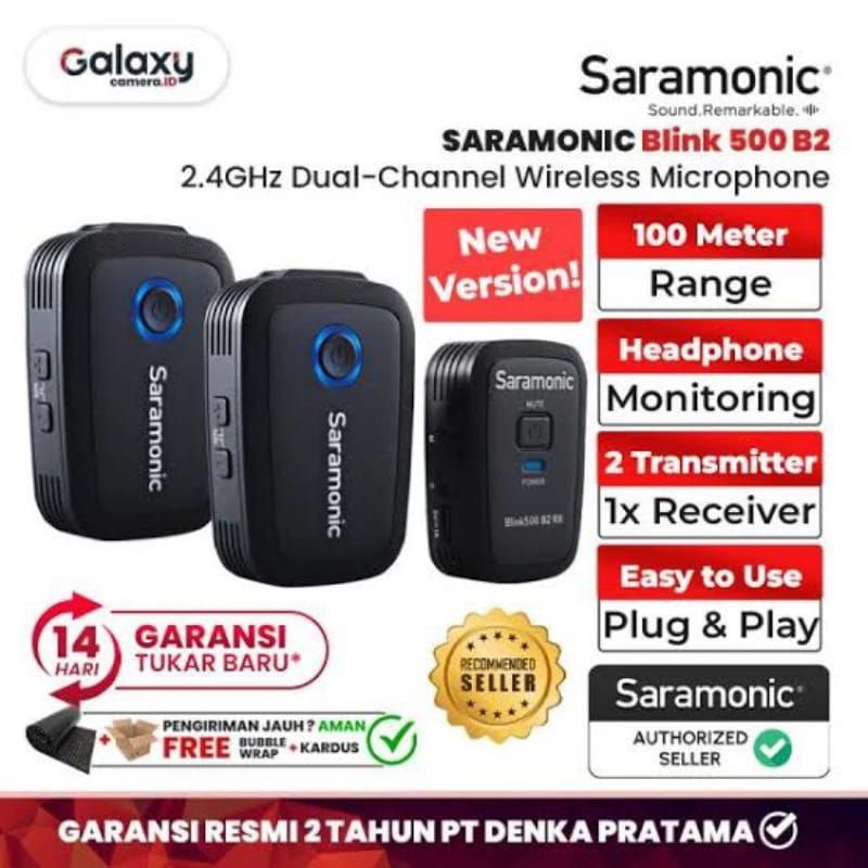 SARAMONIC BLINK 500 B2 wireless clip on microphone for camera smartphone