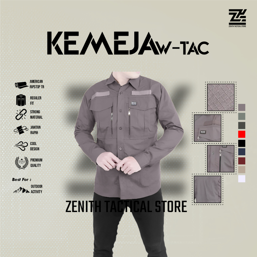 Zthtactical.id - Kemeja Tactical Lengan Panjang Premium W-Tac Pria Wanita Material American Ripstop 