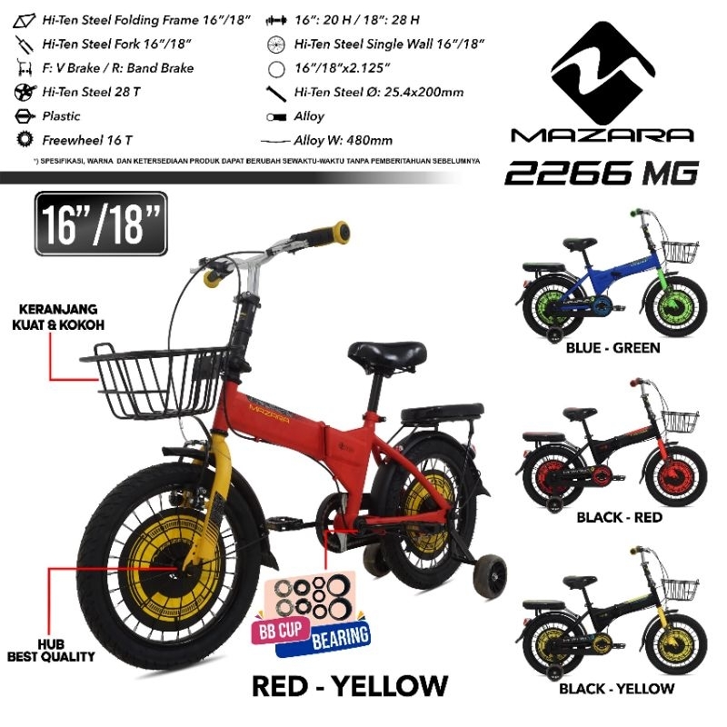 Sepeda Lipat Anak 16 inch 18 inch Mazara 2266 MG Sepeda Lipat Erminio Axxil Murah