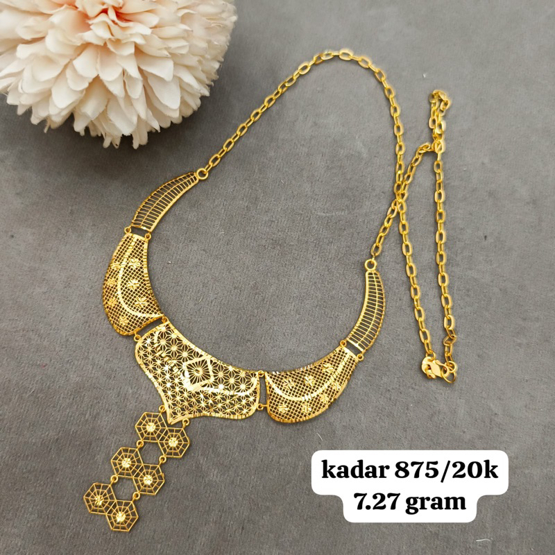 Kalung emas asli kadar 875 model etnik rumbai