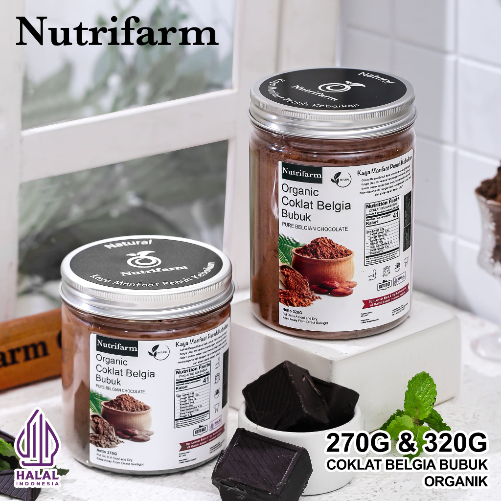 

NUTRIFARM COKLAT BUBUK PREMIUM ORIGINAL 320 GRAM/ NUTRIFARM DARK CHOCOLATE POWDER PREMIUM DRINK/ COKLAT BUBUK MINUMAN PREMIUM ORIGINAL/ COKLAT BUBUK VAN HOUTEN/ DARK CHOCOLATE POWDER NO SUGAR/ DARK CHOCOLATE 100% NO SUGAR ORGANIC ORGANIK NUTRIFARM