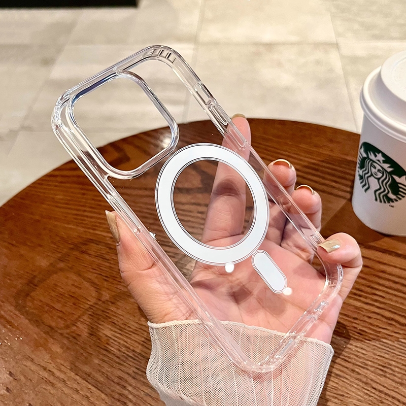 New Magsafe Magnetic Clear Acrylic Airbag Anti-Fall Phone Case For Iphone 17 16 15 14 13 12 11 Pro