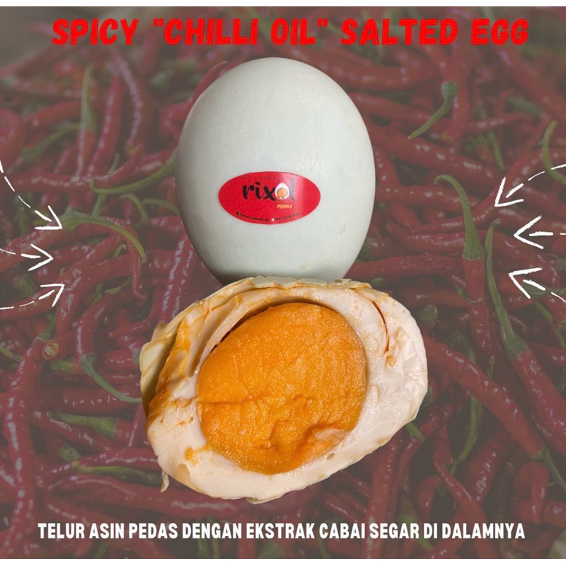 

(RIXOL SALTED EGG) TELUR ASIN PEDAS RASA CHILLI OIL / OLEH OLEH TASIKMALAYA
