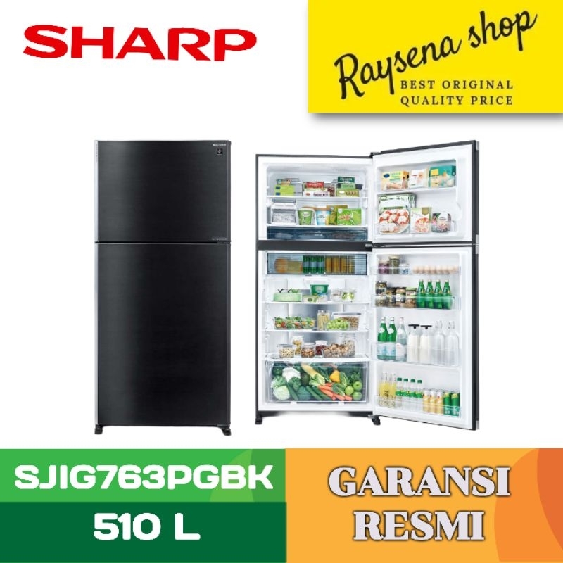 SHARP KULKAS 2 PINTU BESAR BIG 2 DOOR REFRIGERATOR SJIG763PGBK