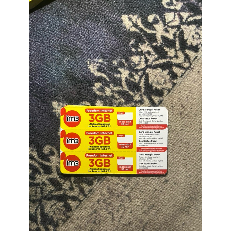 VOUCHER IM3 INDOSAT 3GB + KUOTA LOKAL / 30HARI