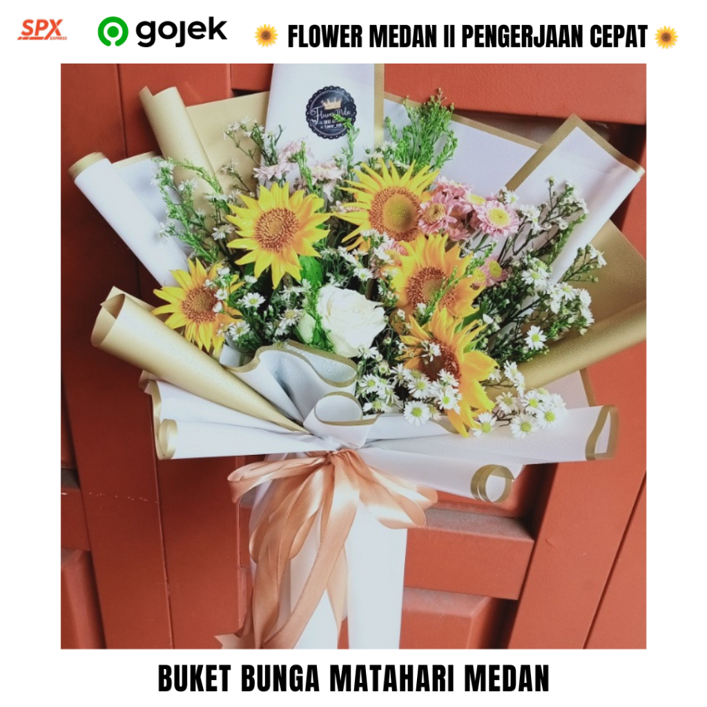 Jual buket bunga matahari bunga wisuda toko bunga medan