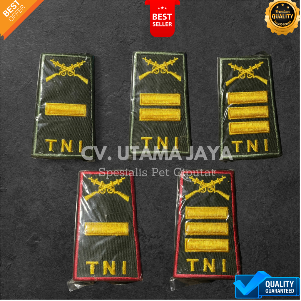 Pangkat PDH TNI AD Infanteri List merah List hijau Letda lettu kapten Bordir