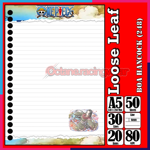 

Loose Leef Leaf A5 Isi 50 Lembar Binder Karakter Boa Hancock Brook Brok Anime One PieceTerbaru Polos refil Refill Vol-5