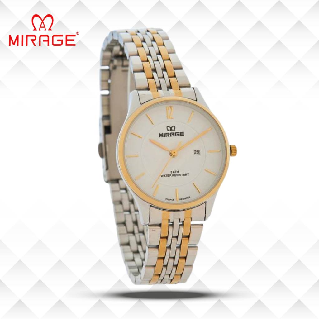 Mirage Jam Tangan Wanita Analog 8890 L Silver Gold Original Stainless