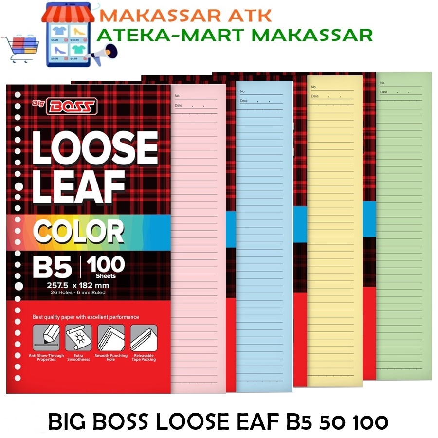 

[1PAK] BIG BOSS LOOSE LEAF B5 50 B5 100 WARNA ISI BINDER