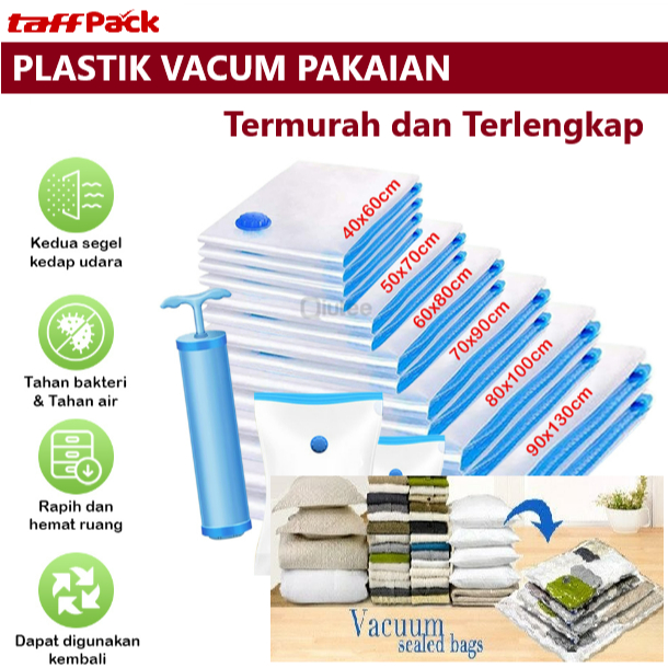 Paket Plastik Vakum Pakaian / Plastik Vacuum Bag Tebal + Pompa TERMURAH