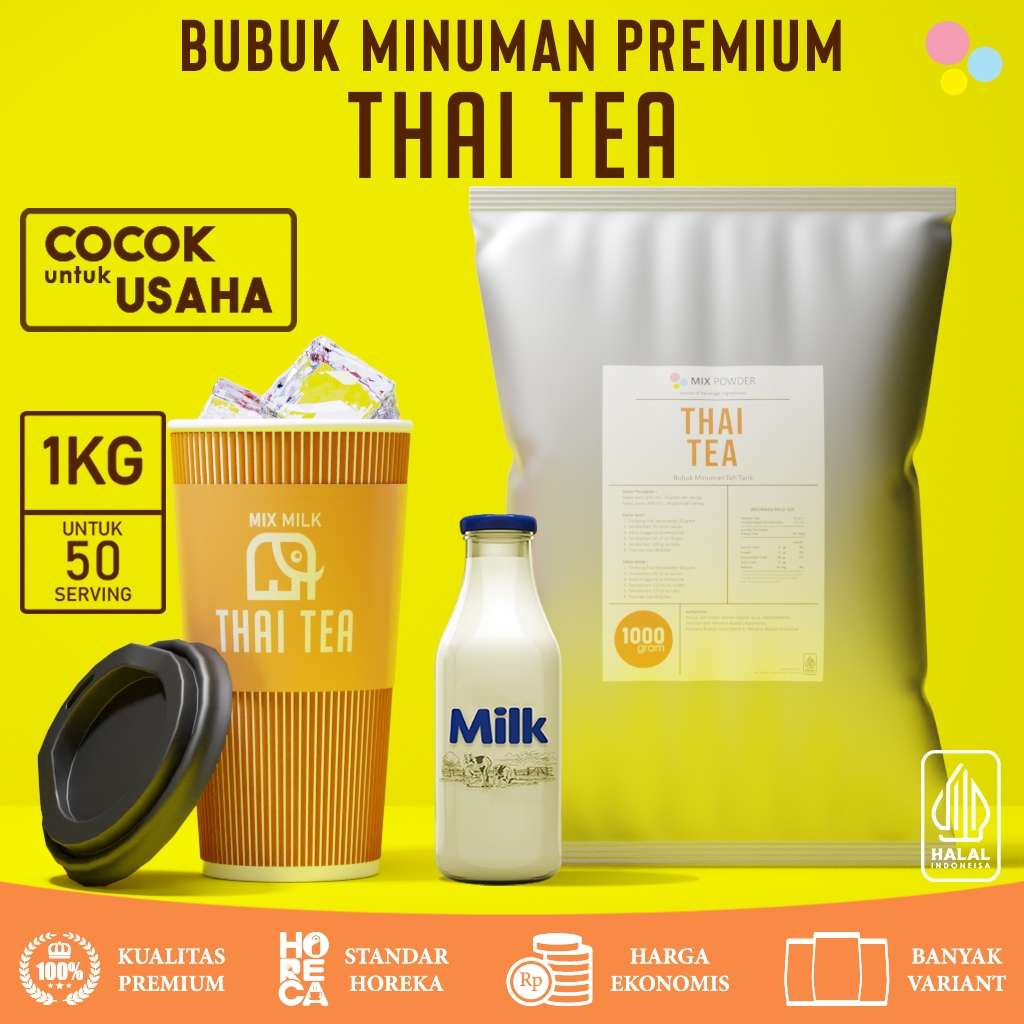 

Mix Powder Thai Tea Bubuk Minuman Teh Tarik Based Milk Instan Drink Kemasan 1 Kg | 1000 Gram