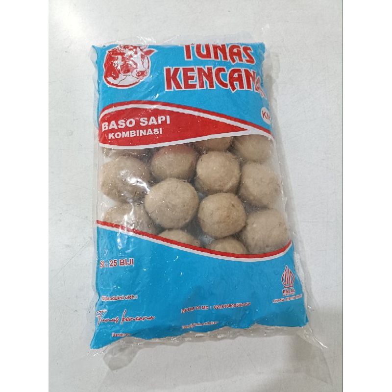 

Baso sapi kombinasi tunas kencasa ukuran sedang isi 25biji