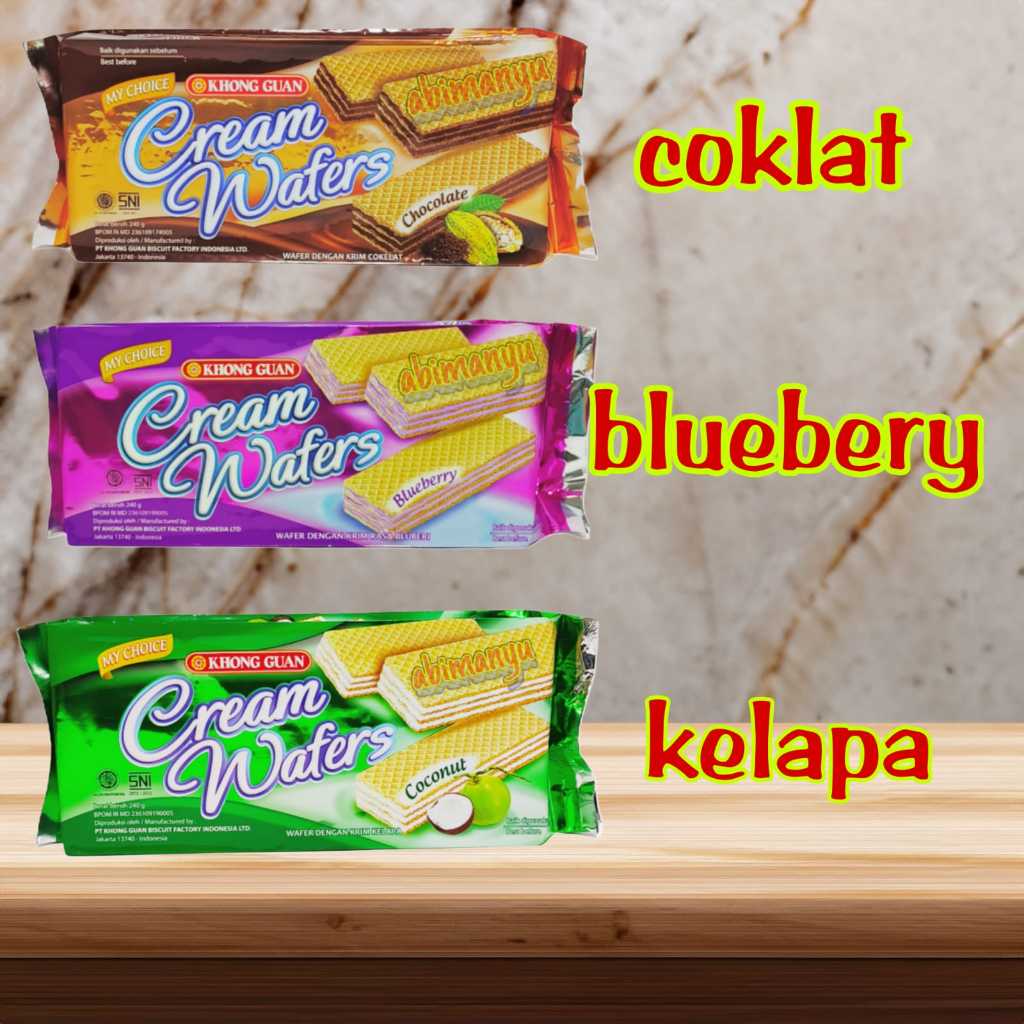 

Wafer Khong Guan Krim Coklat Kelapa Bluebery 240 gr