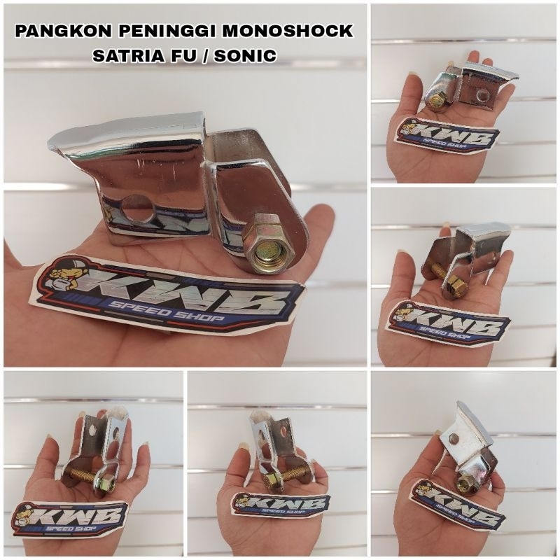 Pangkon peninggi shock Belakang monoshock satria fu / sonic bahan tebal crome free baut