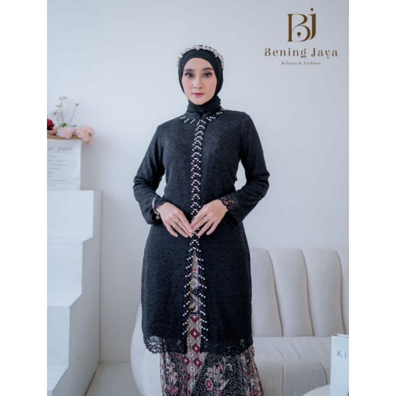 Set Kebaya Tunik Brukat Kancing Depan Payet / Baju Kurung Brukat Payet / Kebaya Pesta Kondangan
