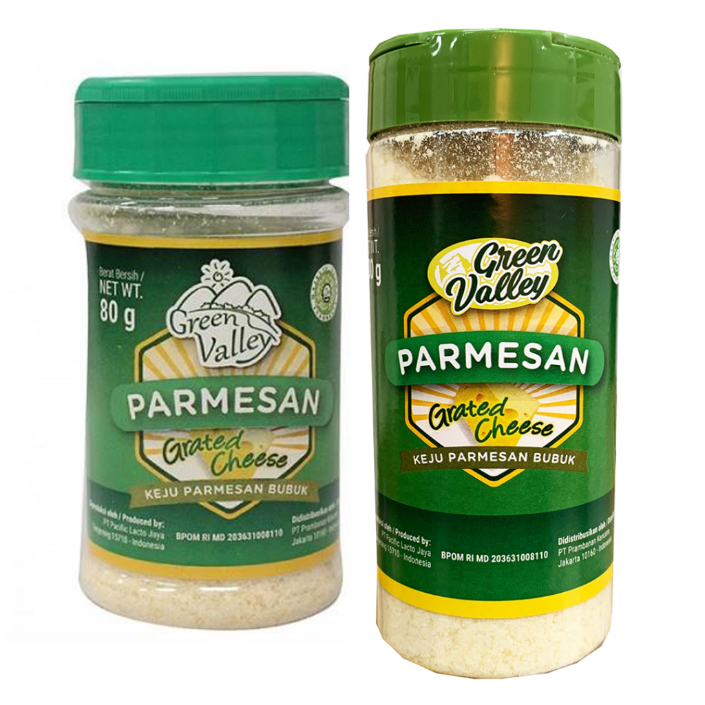 

Green Valley Varian Kemasan Rasa Keju Bubuk Parmesan Grated Cheese Bisa OJEK Pekanbaru Bahan Makanan