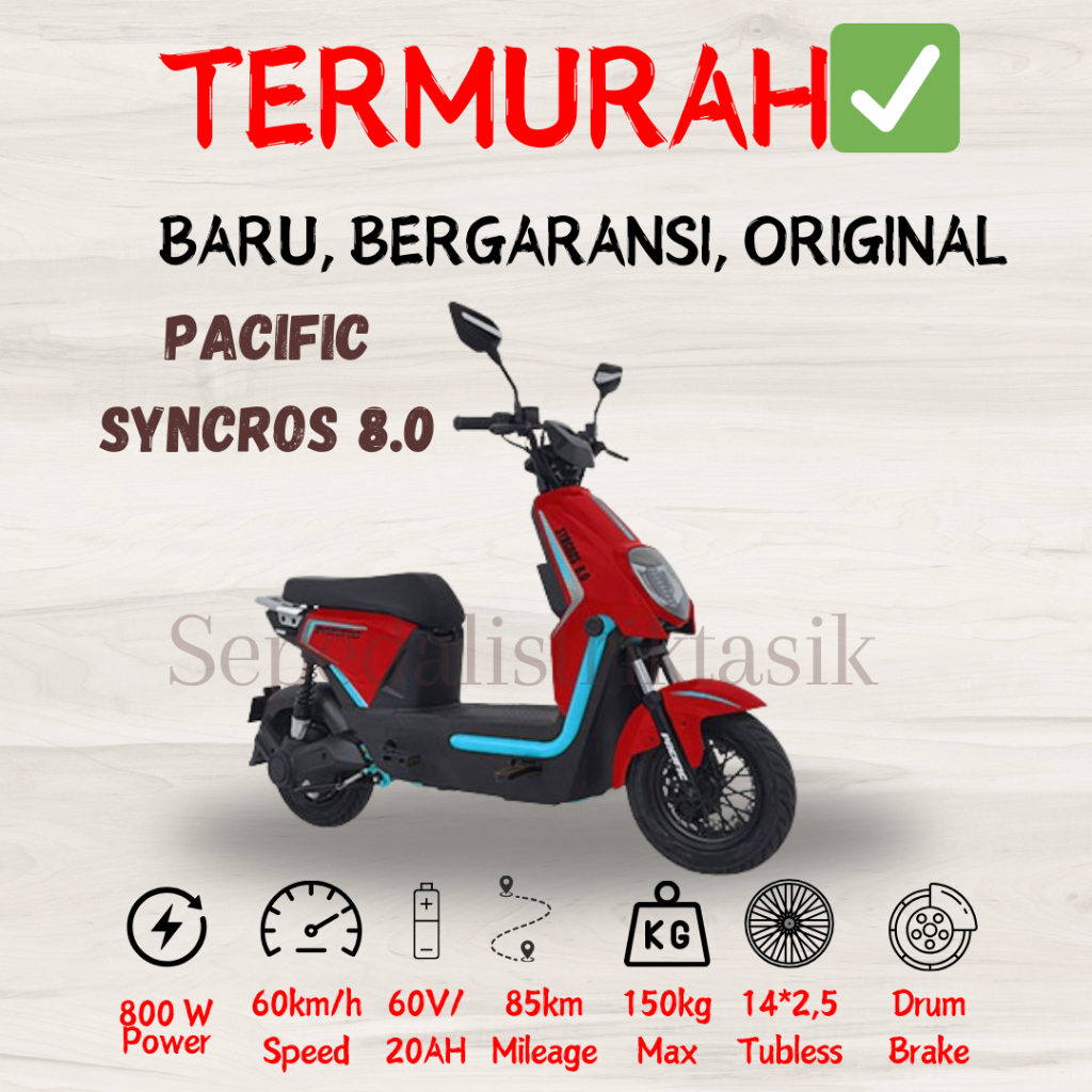 SEPEDA LISTRIK PACIFIC SYNCROS 8.0 - ORIGINAL - GARANSI RESMI - SEPEDA LISTRIK MURAH