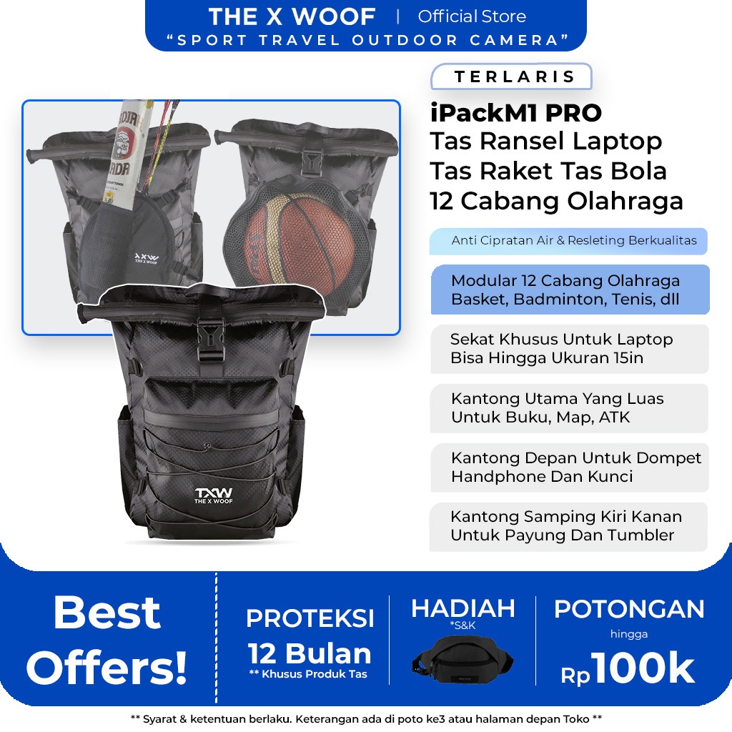 Tas Ransel Tas Laptop Tas Basket Tas Bola Tas Badminton Tas Fitness Tas Tenis Tas PingPong The X Woo