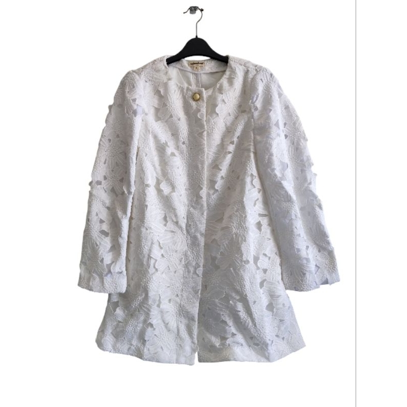 Blazer Tunik Putih Lace Katbor Katun Bordir