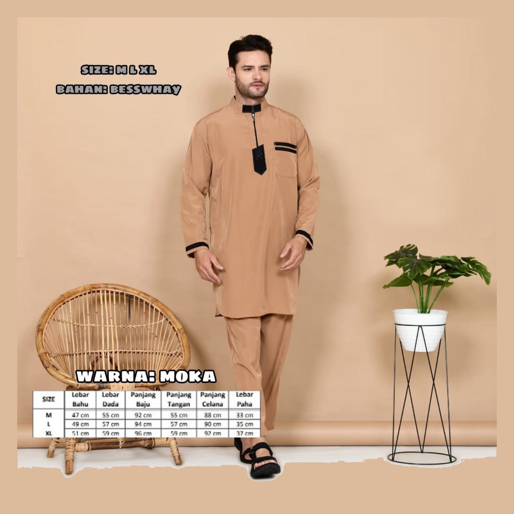 Setelan Koko Qurta Pria dewasa & Remaja--Koko gamis Muslim indonesia size M L & XL