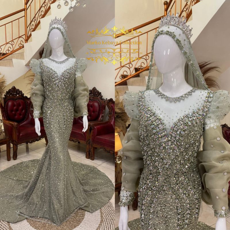 gaun pengantin slim premium || gaun pengantin slim ekor || gaun pengantin mewah || gaun slim ekor ||