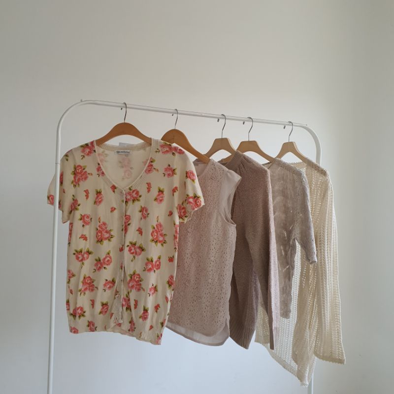 Cardigan Rajut | Crop top | cardigan Knit | Rajut | Cream | Thrift | Premium