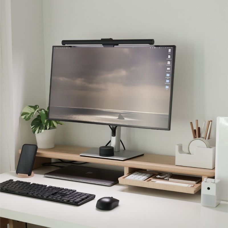 [Ukuran Besar] Stand monitor / Dudukan monitor / Meja monitor / Bahan kayu mindi solid