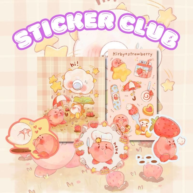 

BlossomB - kirby + strawberry Hand drawing sticker sheet / waterproof sticker / sticker deco / sticker vinyl aesthetic / handmade sticker / sticker tumblr / stiker anti air / sticker buku journal / sticker HP laptop