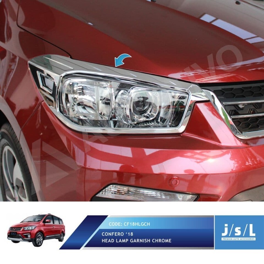 Garnis Depan Krom Wuling Confero S Head Lamp Garnish Chrome
