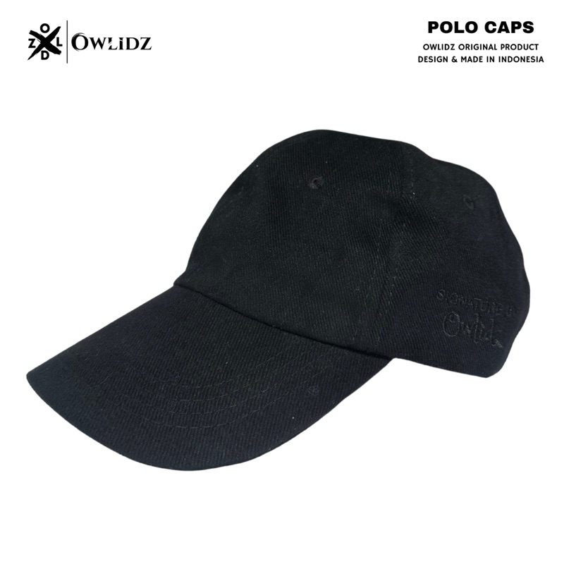 Owlidz Signature | Polo Cap (Topi Polo) | Black Polo Cap (Topi Polo Hitam) | Unisex Polo Cap (Topi P