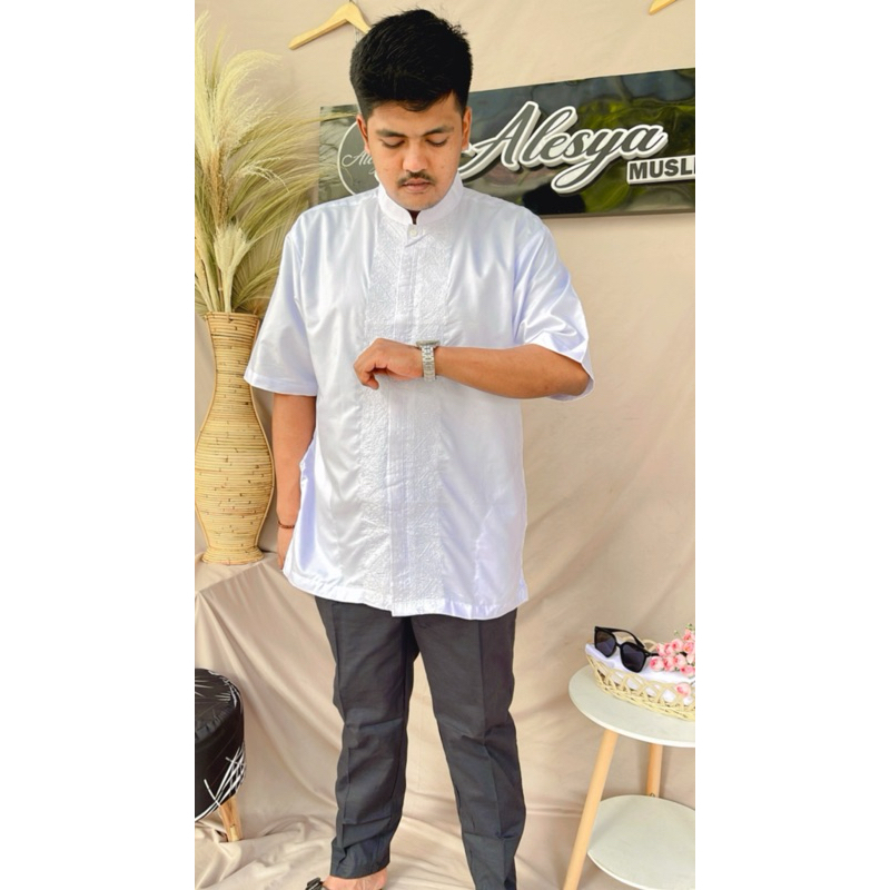 Baju Koko Jumbo Pria Dewasa Bahan Katun Mikro/baju koko putih jumbo bahan katun