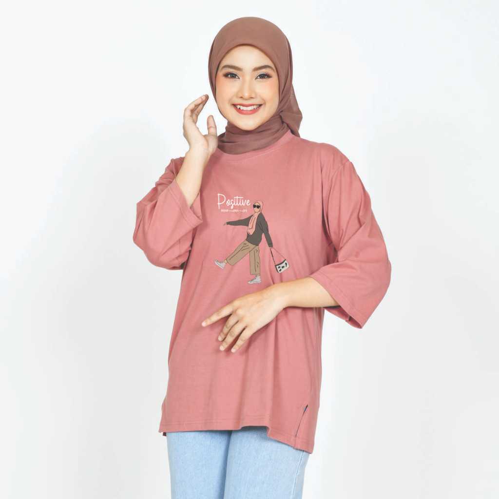 T-shirt Oversize | Kaos oversize | Atasan Wanita | Fashion Wanita | Kaos Dusty Rose