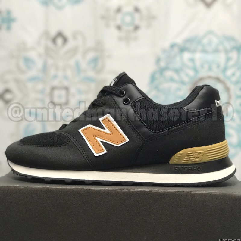 Sepatu Sneakers Pria Kasual NB 574 Hitam Coklat