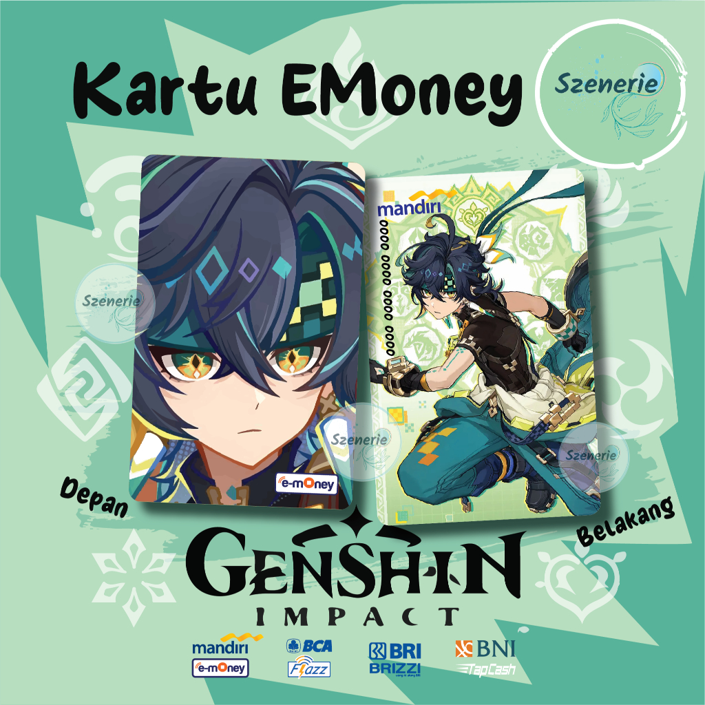 Emoney Custom Kinich Genshin ImpactAjaw Flazz gen 2 Mandiri BCA Tapcash BNI Brizzi BRI NFC - 2 sisi