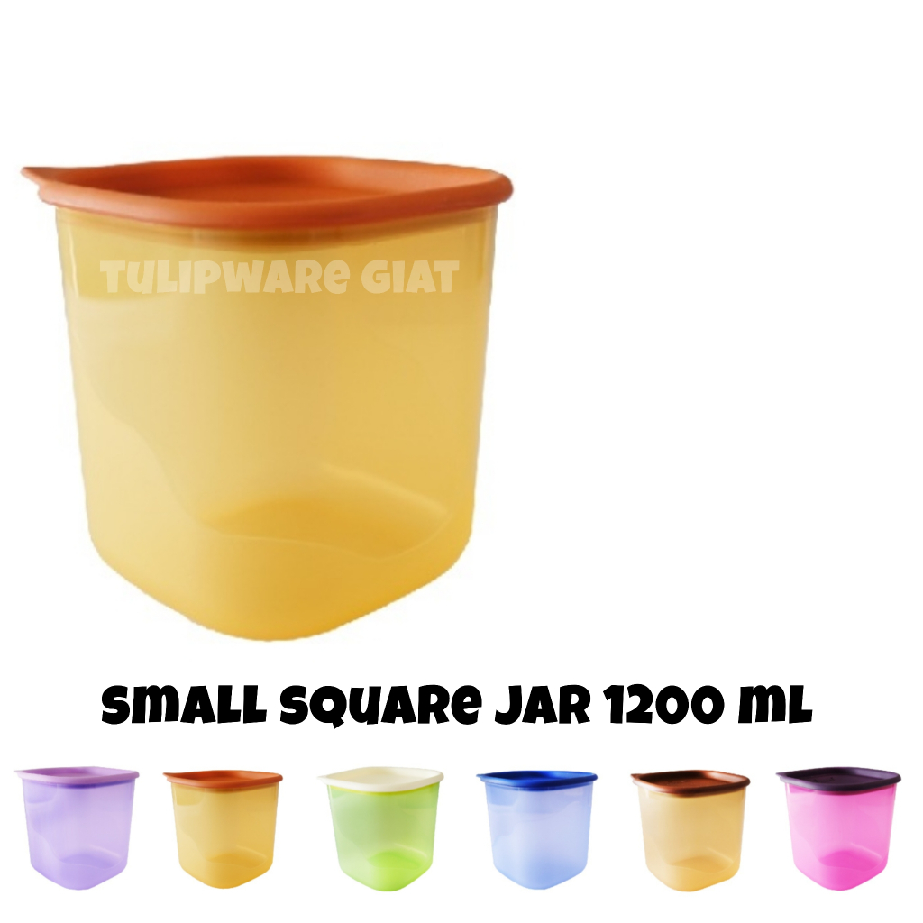 Twin Tulipware SMALL SQUARE JAR TOPLES KUE 1200 ml Toples Kue Lebaran Tulipware Kita