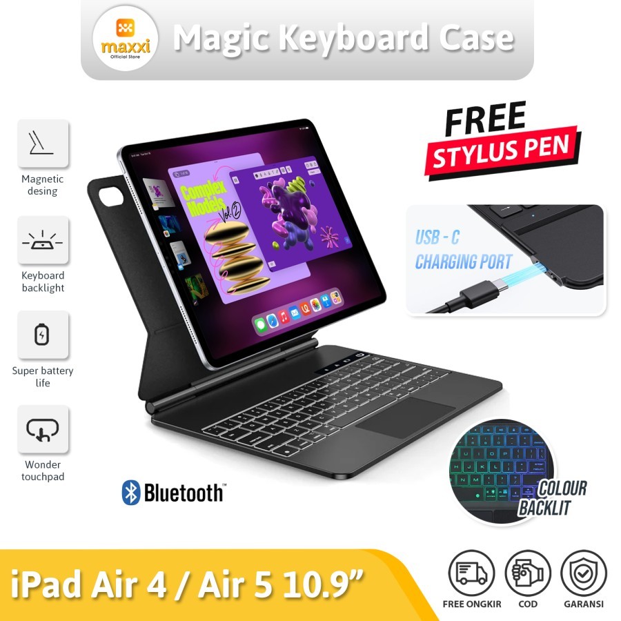 [FREE CLEAR CASE + STYLUS IPAD] Magic Keyboard Magnetic iPad Gen 10 11 IPad Air 6 11 iPad Air 5 Air 