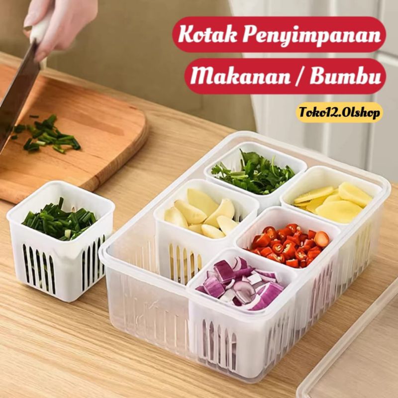 kotak Penyimpanan Makanan Stronge Toples Box Persegi Kulkas Dengan Sekat Untuk Buah Sayuran*