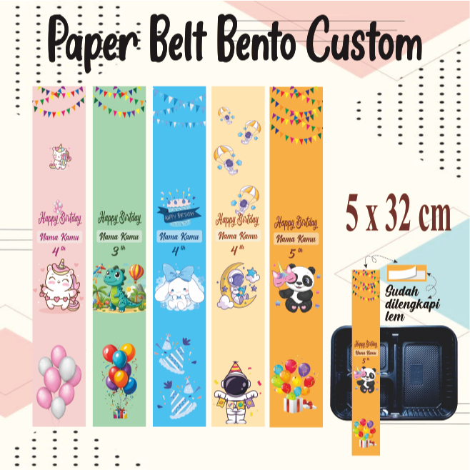 

Paper Belt Bento Ulang Tahun Custom Ultah Aqiqah, bisa custom