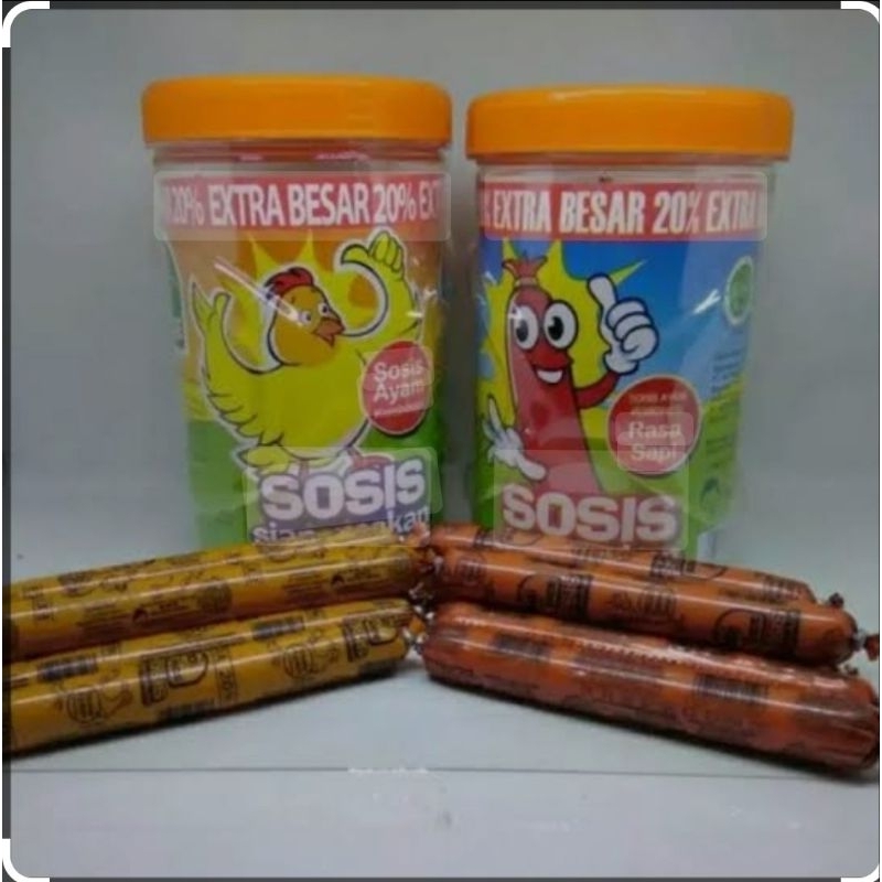 

Sosis So nice Siap Makan Rasa Ayam, Sapi 1Toples isi 25pcs @21gr