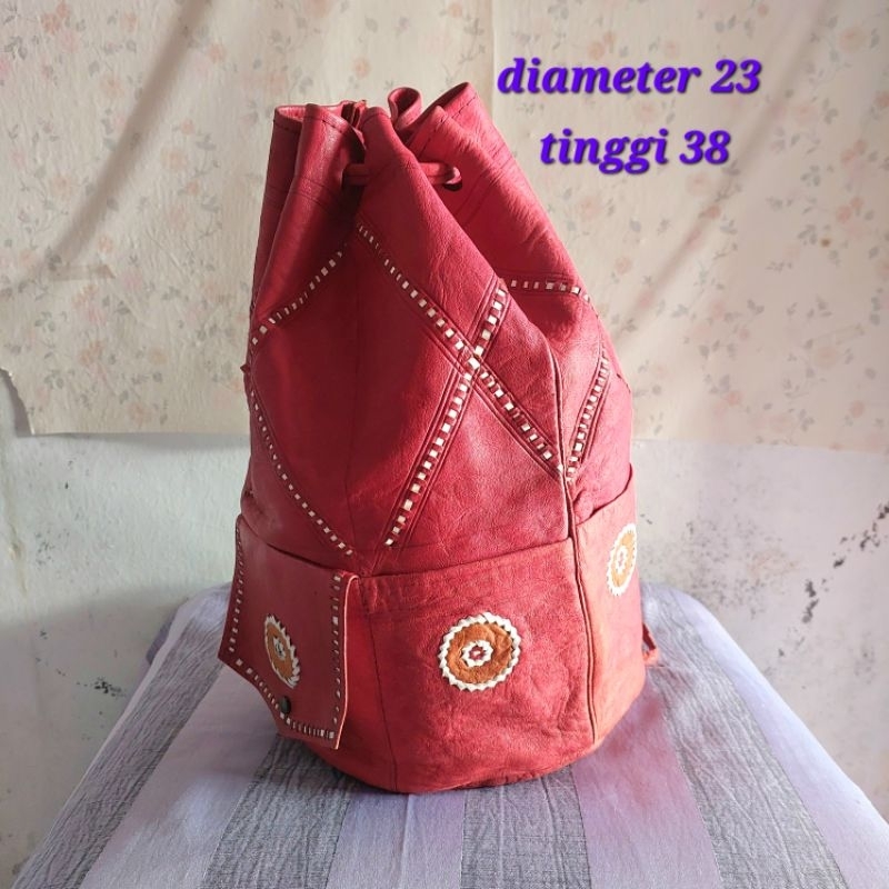 Tas ransel slempang etnik bohemian indian merah unik