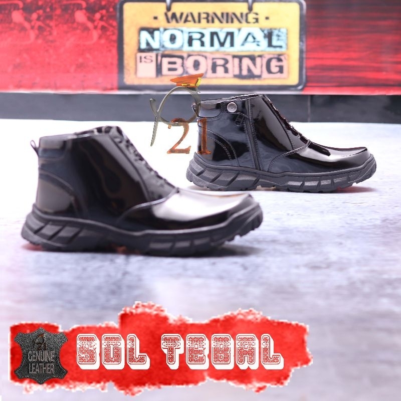 sepatu pdh pria merk p21 kulit asli model PDH SOL TEBAL KILAP