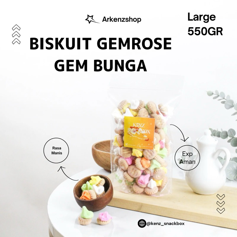 

Biskuit Gemrose Kue Jadul Kembang Gula (L) 550gr GemBunga Warna Warni Cemilan Camilan Kiloan