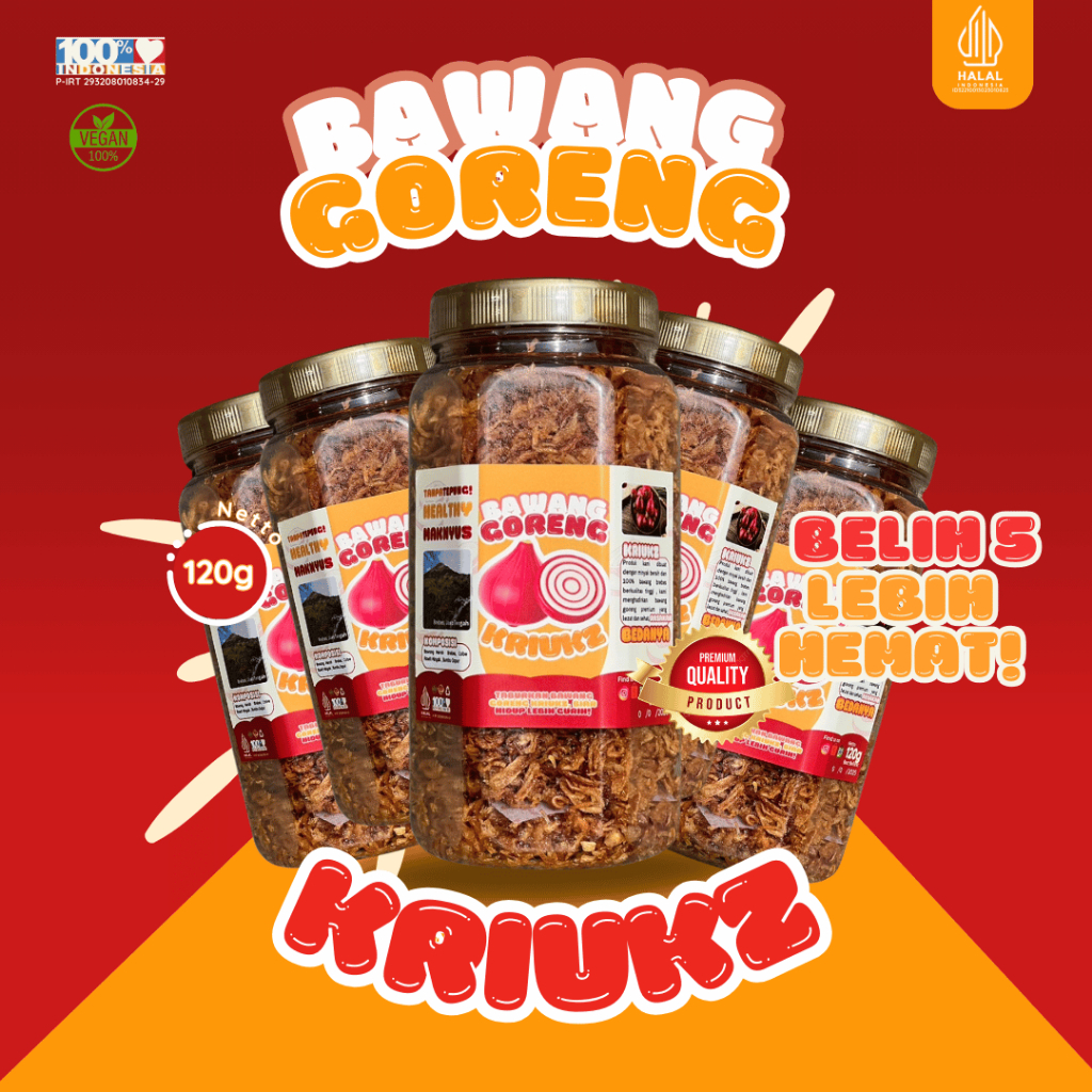 

Bawang Goreng Kriukz Bawang Goreng Premium 5 Pcs lebih hemat