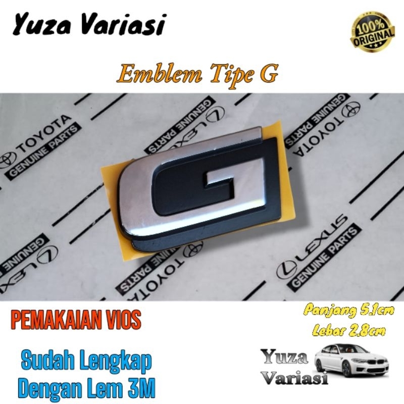 Emblem Tulisan Tipe G Chrome Original Toyota Vios // Logo Emblem Tulisan Tipe G Original Toyota Vios