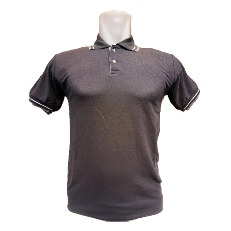 KAOS POLO SHIRT KERAH STRIPE LIST DEWASA ATASAN PRIA POLOS LENGAN PENDEK WARNA HITAM PUTIH COKLAT KU